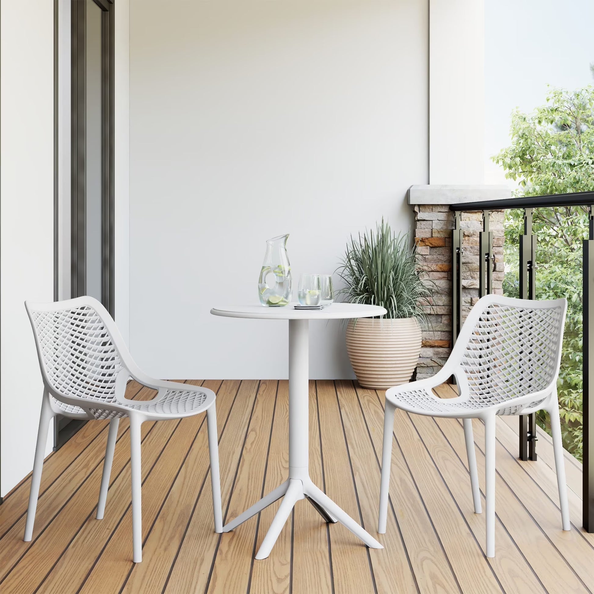 WestinTrends Playa 3-Piece Outdoor Resin Patio Bistro Set with Stackable Patio Dining Side Chairs, Olive Green