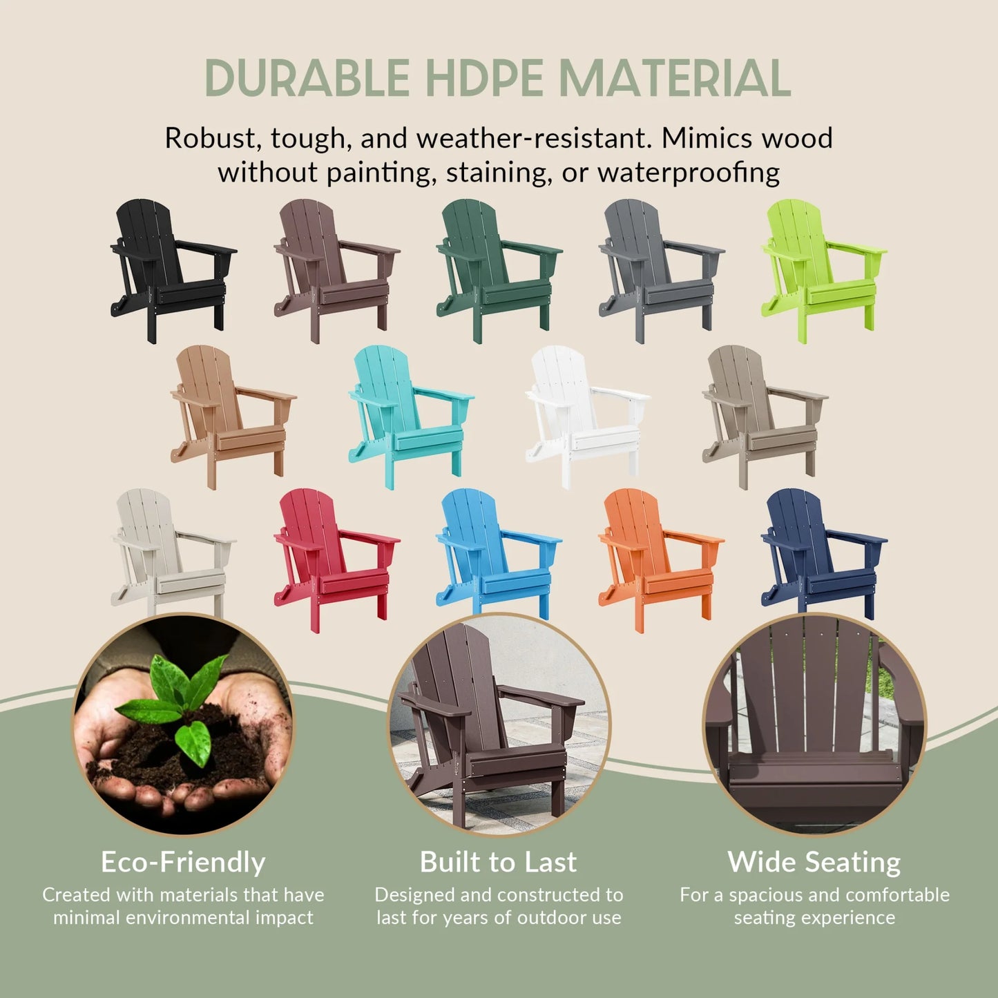 Westintrends Outdoor Folding HDPE Adirondack Chair, Patio Seat, Weather Resistant, Dark Brown