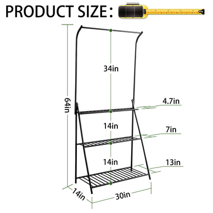 Plant Stand Indoor, 3-Tier Tall Plant Stand with Hanging Top Bar, Metal Plant Stand for indoor Plants Multiple, Plant Shelf for Outdoor Flower Pot Display Home Garden Balcony Patio Office
