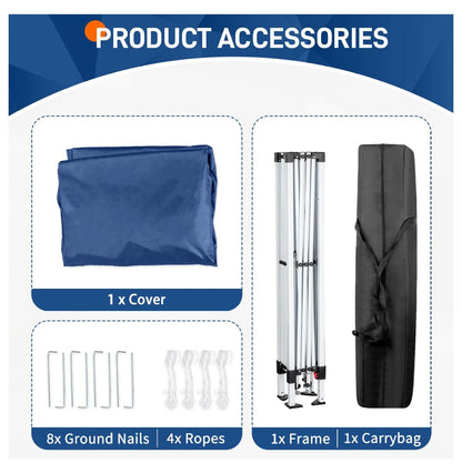 Wqmh 6x6 ft Pop Up Canopy Tent, Outdoor Foldable Portable Canopy for Camping, Patio, Easy Up Gazebo with Carry Bag Slant Legs