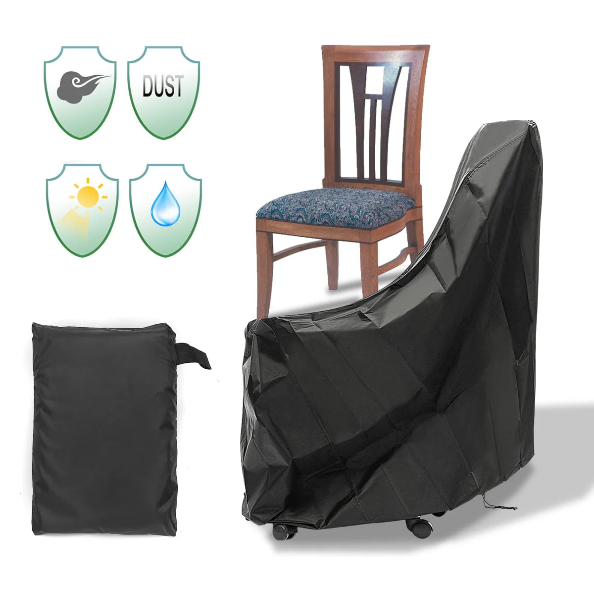 Outdoor Patio Furniture Covers Waterproof Chair Dust Rain Cover Outdoor Garden Patio Furniture Protection, Black