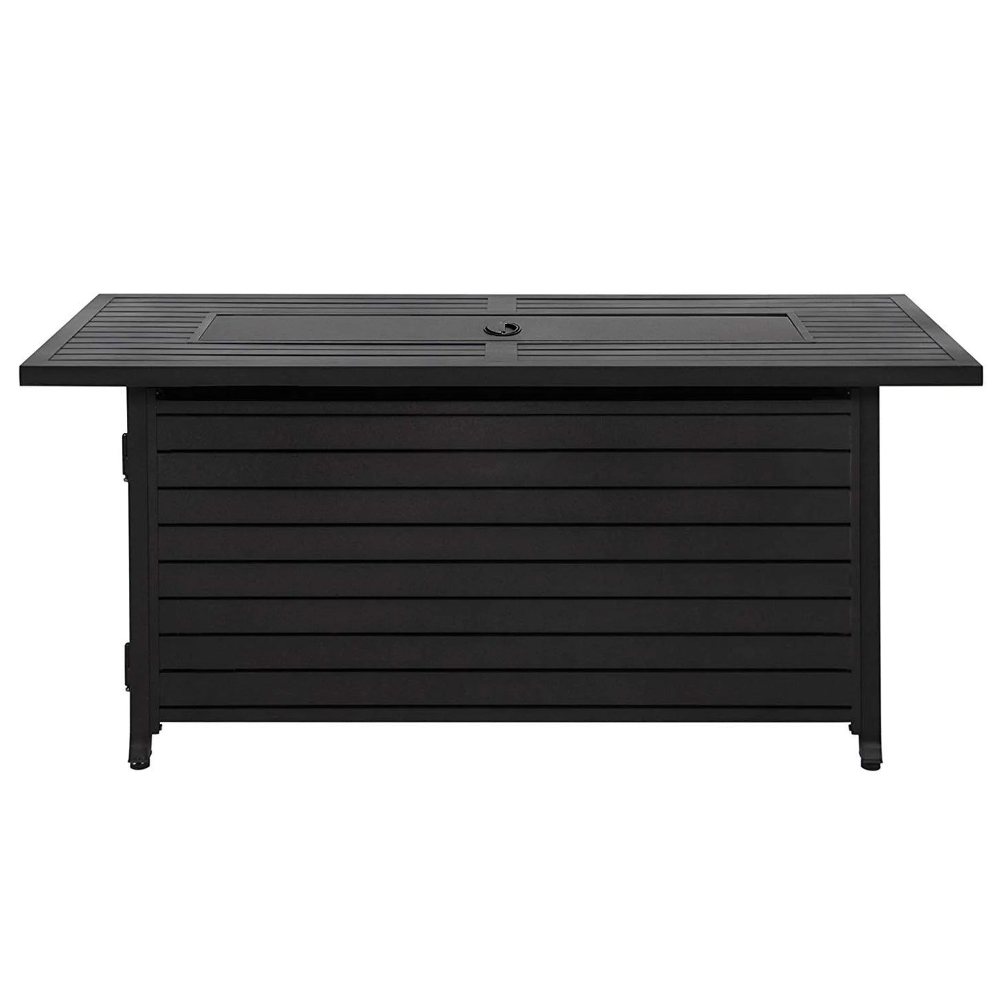 Hiland AZ Patio Heaters Outdoor Rectangle Fire Pit in Black Mocha with Wind Screen