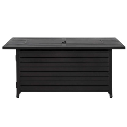 Hiland AZ Patio Heaters Outdoor Rectangle Fire Pit in Black Mocha with Wind Screen
