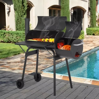 FUTINGZHI 43" BBQ Grill Charcoal Barbecue Pit Outdoor Patio Backyard Meat Cooker Smoker Black - Heavy Duty Portable Charcoal Grill for Camping