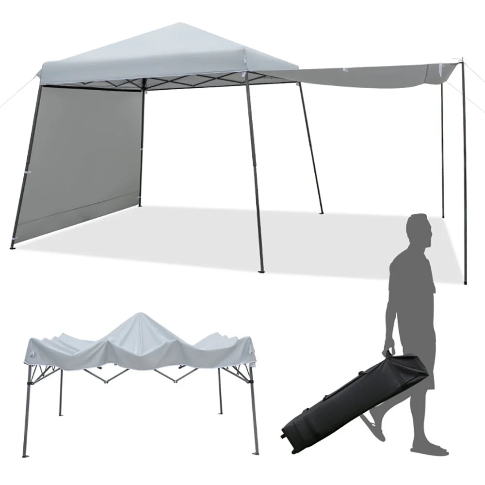 GVN Patio 10x10FT Instant Pop-up Canopy Folding Tent with Sidewalls and Awnings Outdoor-Gray, Full Waterproof Outdoor Party Event Tents for Outside Party Waterproof Tent BBQ Shelter