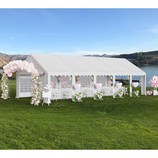 MAISON ARTS 16'X32' Party Tent Heavy Duty Wedding Party Tent Outdoor Patio Tent Outdoor Gazebo Event Shelter Canopy with Carry Bags 16X32FT - White
