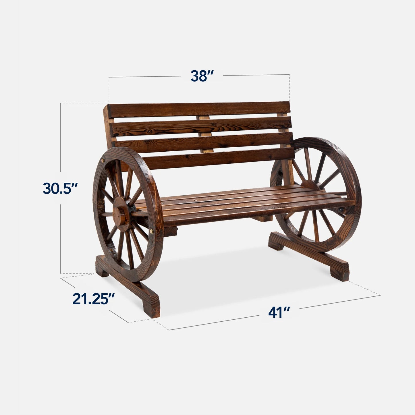Best Choice Products 2-Person Wooden Wagon Wheel Bench for Patio, Garden, Outdoor Lounging w/Rustic Design - Black