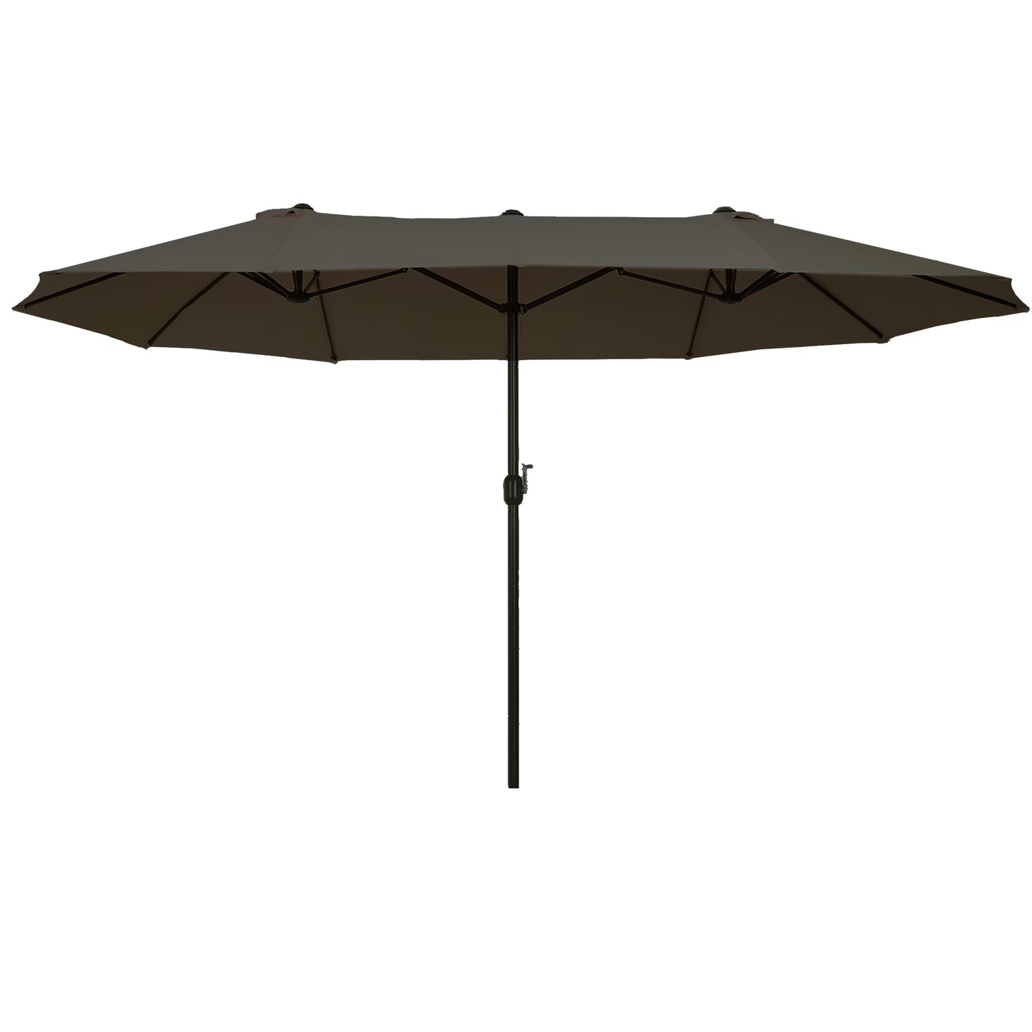 Outsunny Extra Large 15Ft Patio Umbrella,Double-Sided Outdoor Umbrella with Crank Handle and Air Vents for Backyard,Deck,Pool,Market,Gray,Gray Steel Lighting Outdoor Lighting