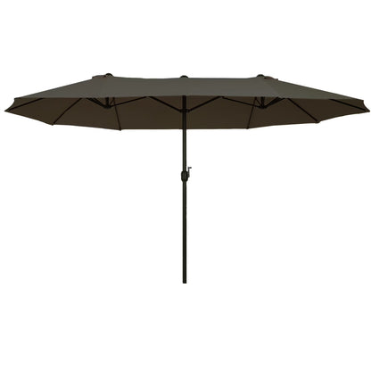 Outsunny Extra Large 15Ft Patio Umbrella,Double-Sided Outdoor Umbrella with Crank Handle and Air Vents for Backyard,Deck,Pool,Market,Gray,Gray Steel Lighting Outdoor Lighting