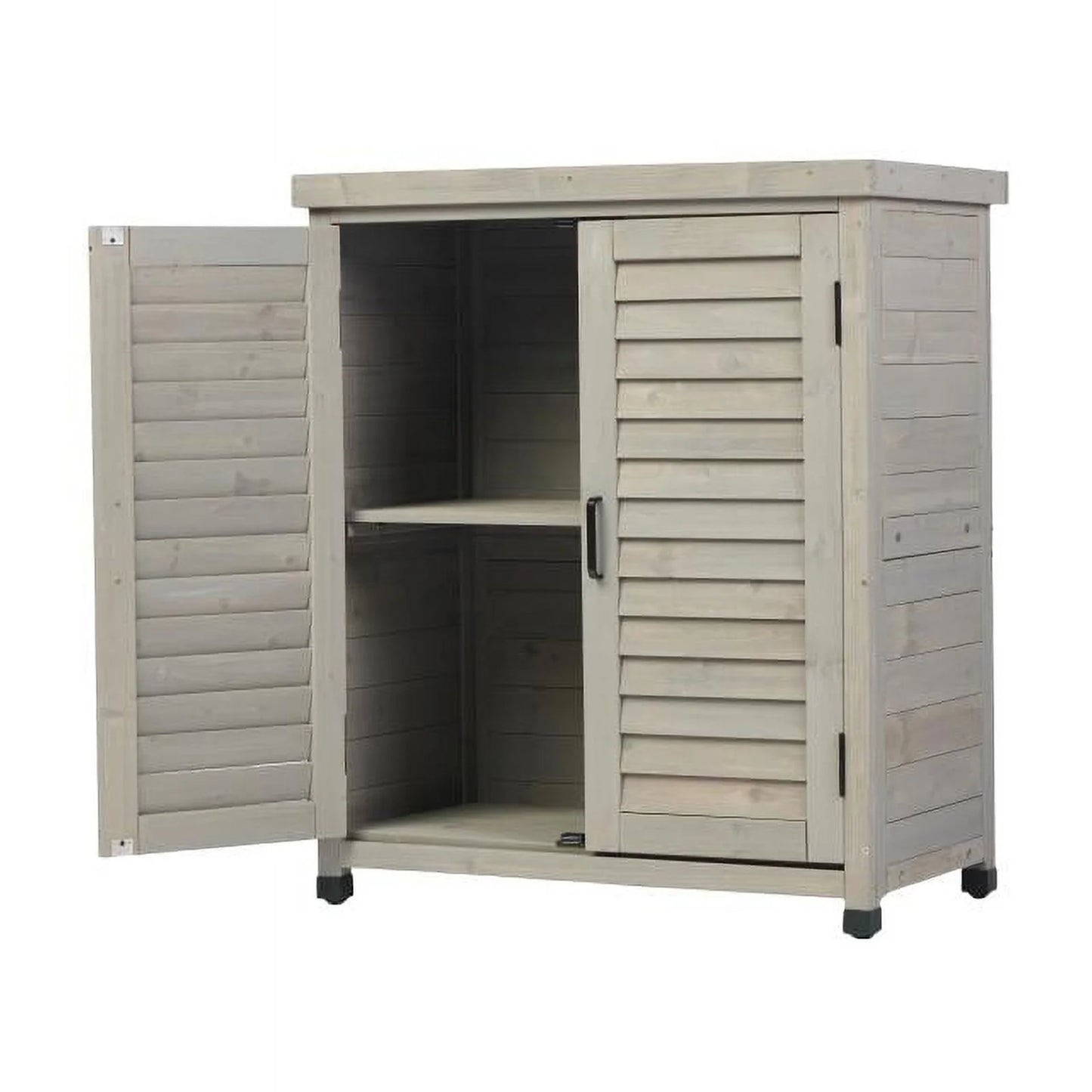 Potting Bench with Storage Cabinet and Metal Table Top for Outdoor Patio, Garden Furniture Wood Workstation Grey 31.5x17x36''