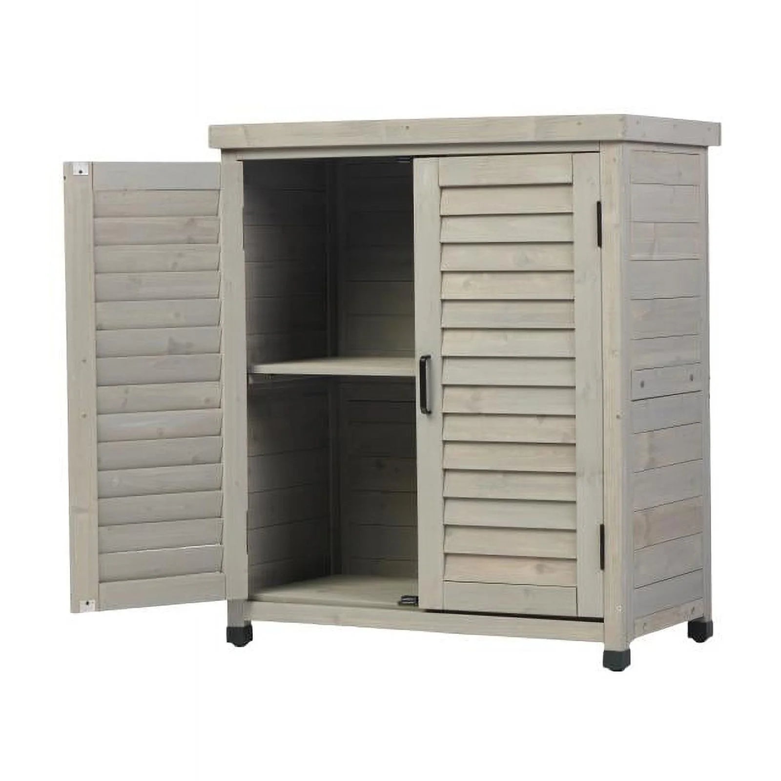 Potting Bench with Storage Cabinet and Metal Table Top for Outdoor Patio, Garden Furniture Wood Workstation Grey 31.5x17x36''
