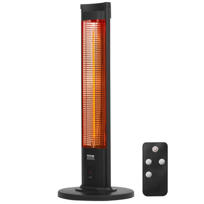 VEVOR Infrared Heater, 1500W Remote Control Electric Space Heater, Patio Heater w/3 Speeds & Timer & Tip-Over Protection, Outdoor/Outdoor for Bedroom,Studio,Porch,Dining Room,Studio, Stand,40in L