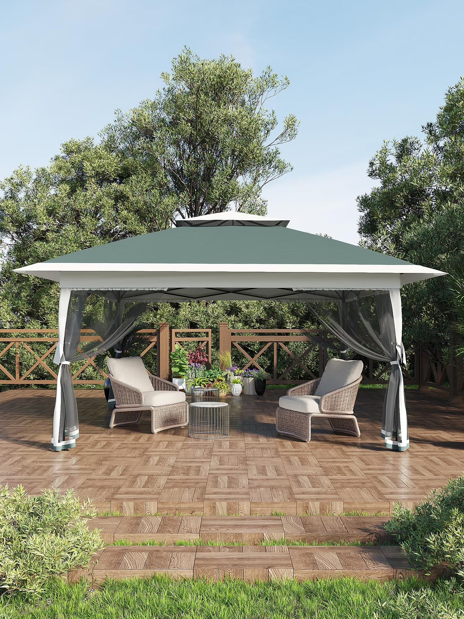 Accreate 13' X 13' Outdoor Patio Gazebo,Outdoor Canopy Tent with Mosquito Netting,Backyard Tent for Party, Wedding, Outdoor Dining, Patio, Backyard