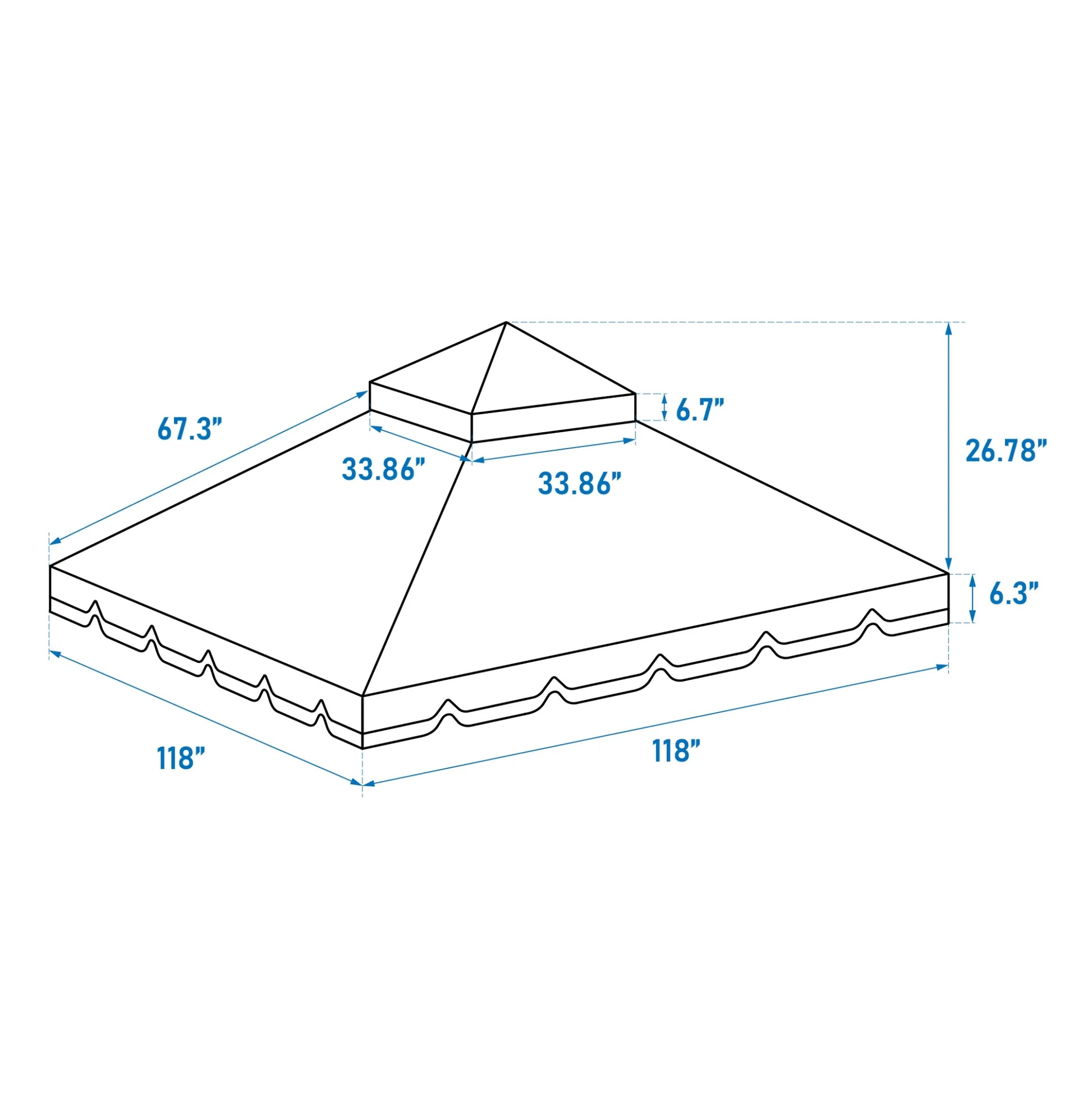10x10 Ft Outdoor Patio Gazebo Replacement Canopy,Double Tiered Gazebo Tent Roof Top Cover Only Greatwall border(Frame Not Include)-BROWN
