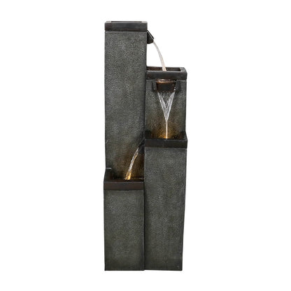 4-Tier Modern Floor-Standing Water Fountain,39.3? Indoor Outdoor Water Fountain with Lights for Garden, Patio Backyard and Home Art Decor