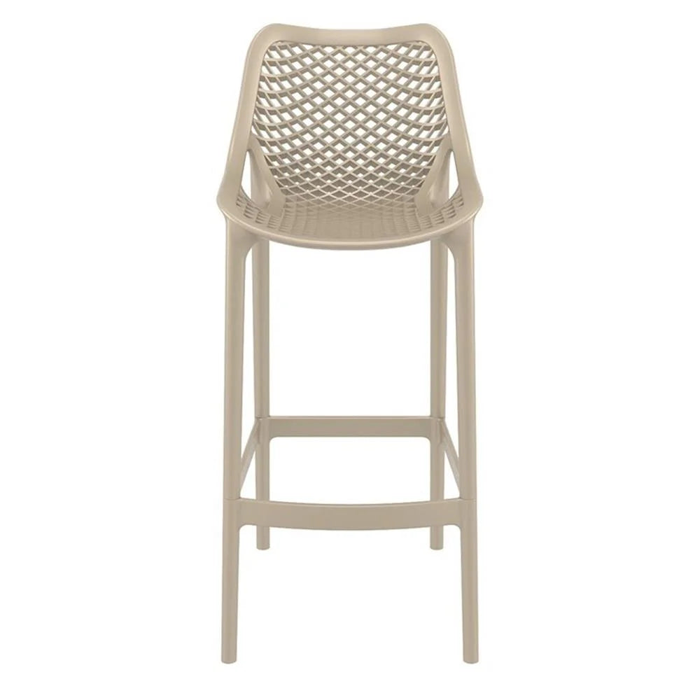 Home Square Polypropylene Patio Bar Stool in Taupe - Set of 2