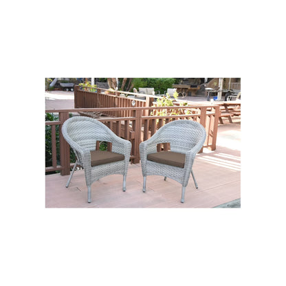 Jeco Clark Wicker Patio Chair in Gray and Midnight Blue (Set of 2)