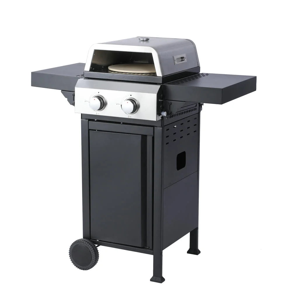 GVN Garden Grill, Patio Backyard Barbecue Grill,2-Burner Propane Gas BBQ Grill, Pizza Box, 24600BTU Output With Wire Enamel Cooking Grids
