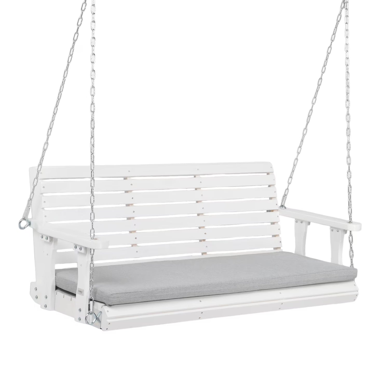 VINGLI Rustic Patio Swing, 5 FT, Adults, Wooden Frame, Porch Swing with Cushions, Chains, Rustic