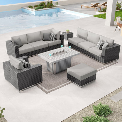 Sirio Soho 10-piece Modular Fire Outdoor Patio Seating Set