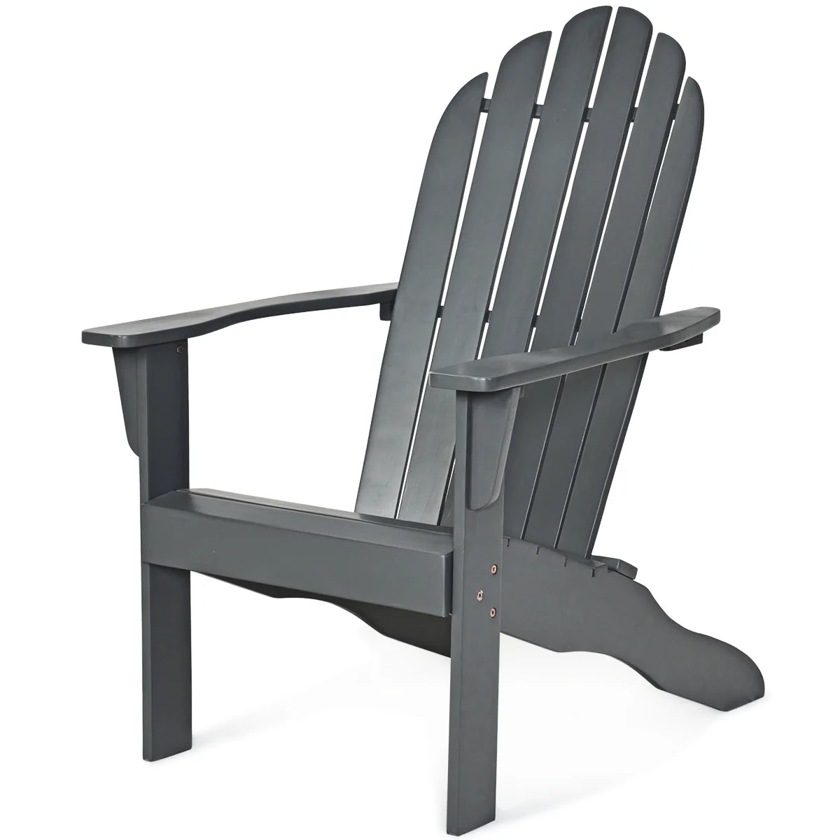Costway Outdoor Adirondack Chair Accent Chair Solid Wood sturdy Patio Garden Deck Furniture Gray