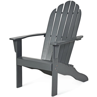 Costway Outdoor Adirondack Chair Accent Chair Solid Wood sturdy Patio Garden Deck Furniture Gray