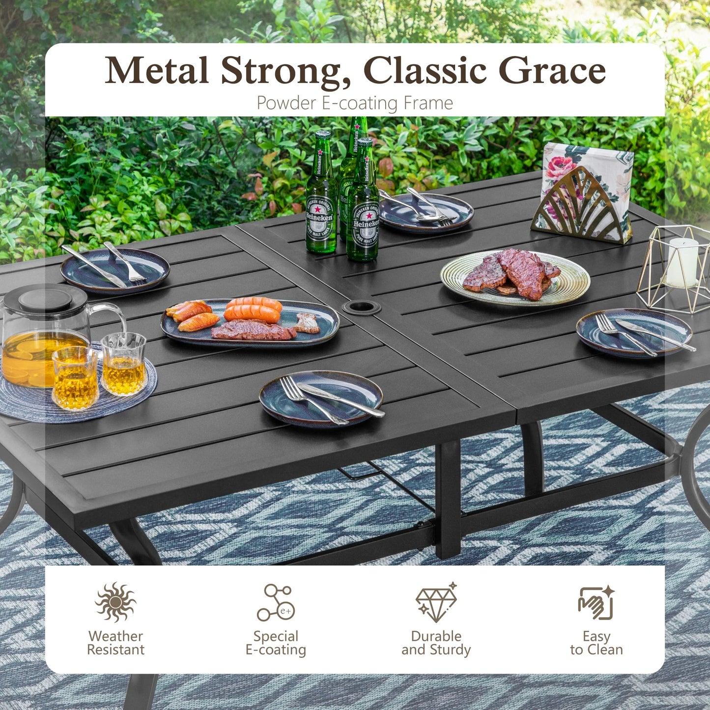 Sophia & William 7 Pieces Patio Dining Set Outdoor Textilene Swivel Padded Chairs and Table Furniture Set