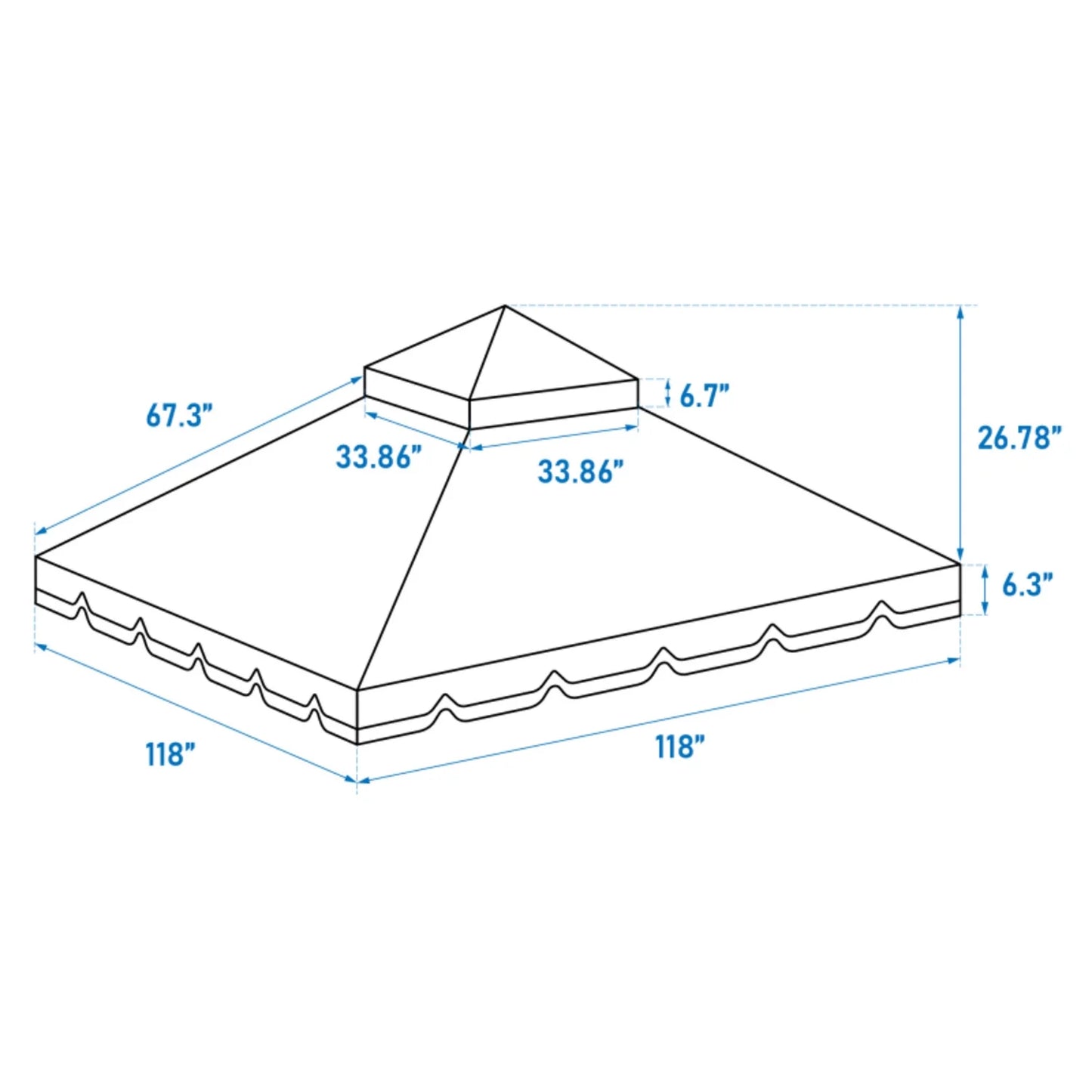 10x10 Ft Outdoor Patio Gazebo Replacement Canopy Double Tiered Gazebo Tent Roof Top Cover Only Greatwall border Frame Not Include-Tan