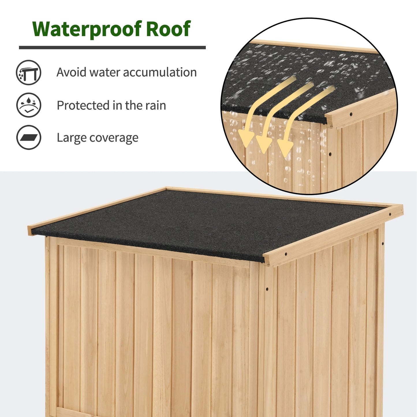 MCombo Wood Sheds & Outdoor Storage , Garden Tool Shed with Lock, Wooden Outdoor Storage Cabinet with Double Doors for Patio 1628