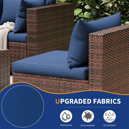 UDPATIO Patio Furniture Sets, Modular Rattan Outdoor Patio Sectional Furniture Sofa Set, Wicker Patio Conversation Set for Backyard,5PCS