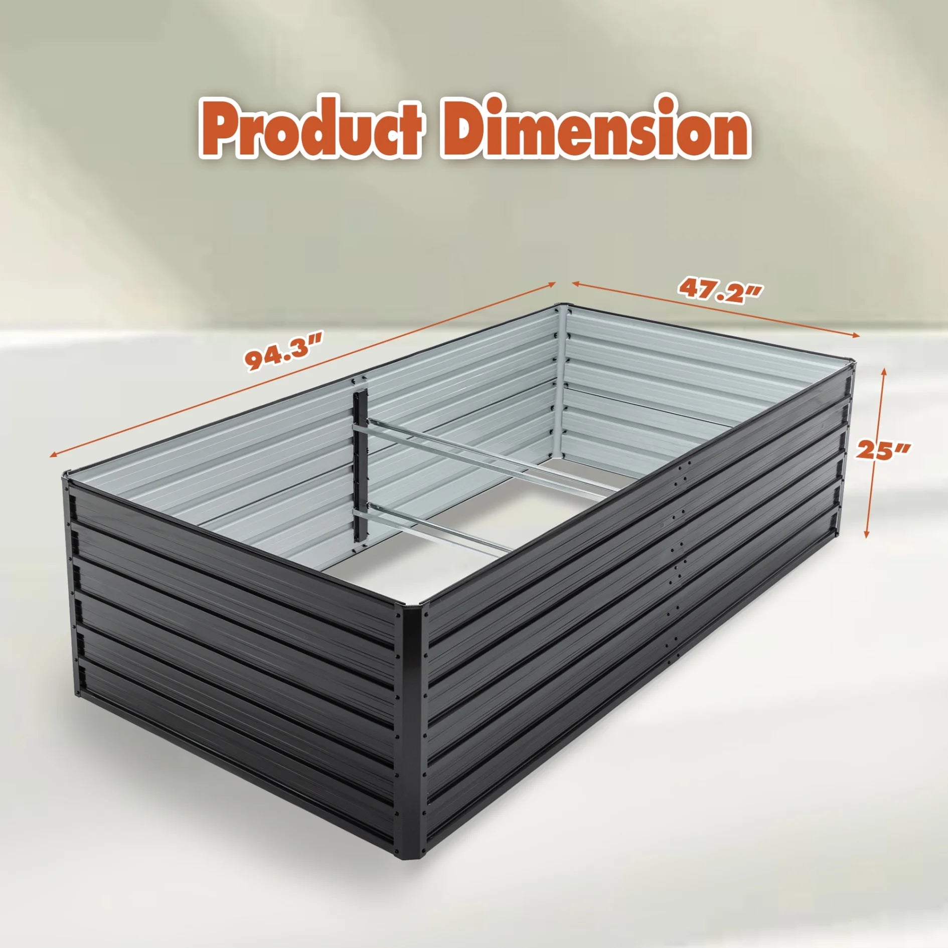 8X4x1 FT Galvanized Raised Garden Bed, Outdoor Planter Box Metal Patio Kit with Reinforcing Rod, Large Planting Bed for Vegetables Flowers Herb, Black