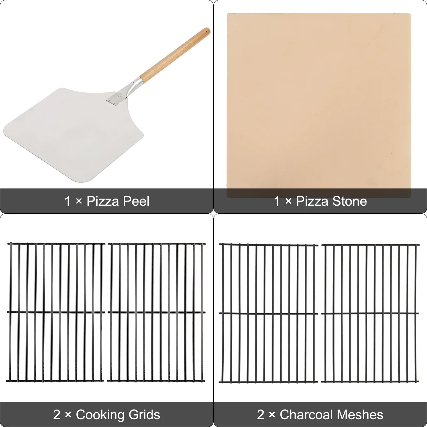 Ktaxon Outdoor Pizza Oven 14 Inch Wood Fired Pizza Oven Patio Pizza Maker w/Pizza Stone, Pizza Peel, Grill Rack