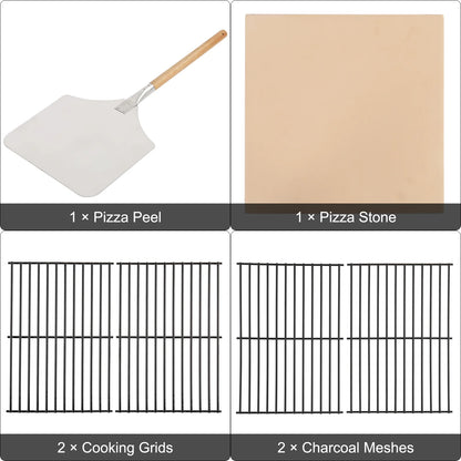 Ktaxon Outdoor Pizza Oven 14 Inch Wood Fired Pizza Oven Patio Pizza Maker w/Pizza Stone, Pizza Peel, Grill Rack