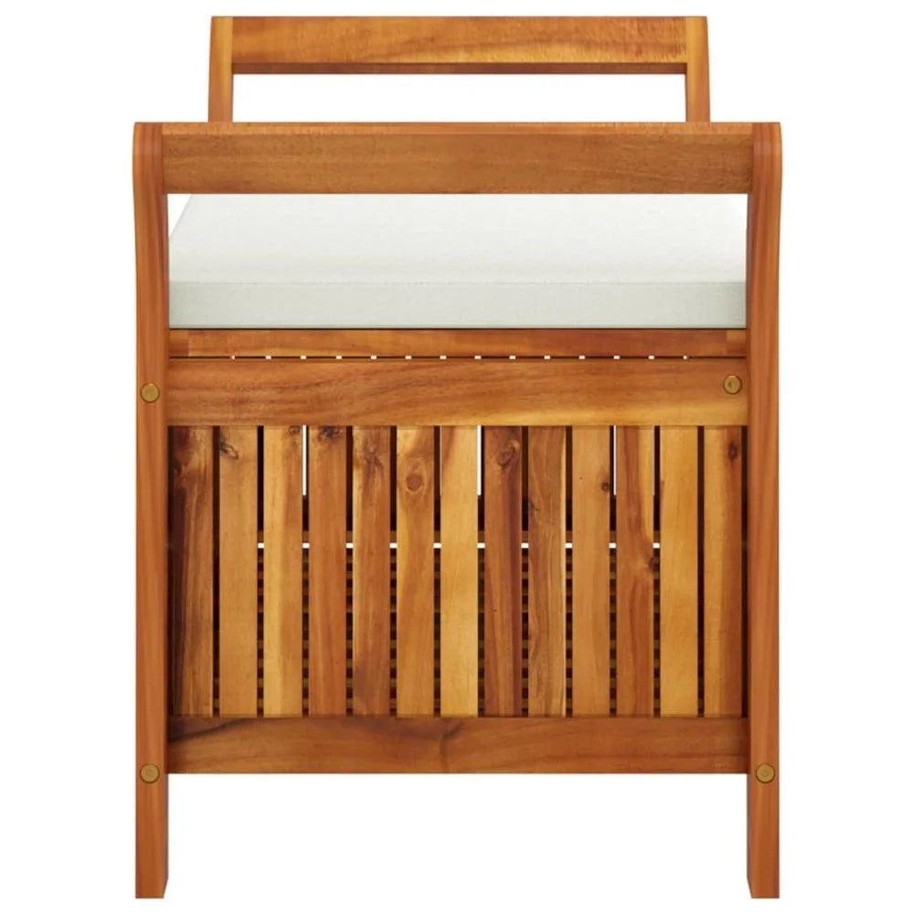 vidaXL Patio Collection Solid Acacia Wood Outdoor Storage Bench with Cushion - Loveseat