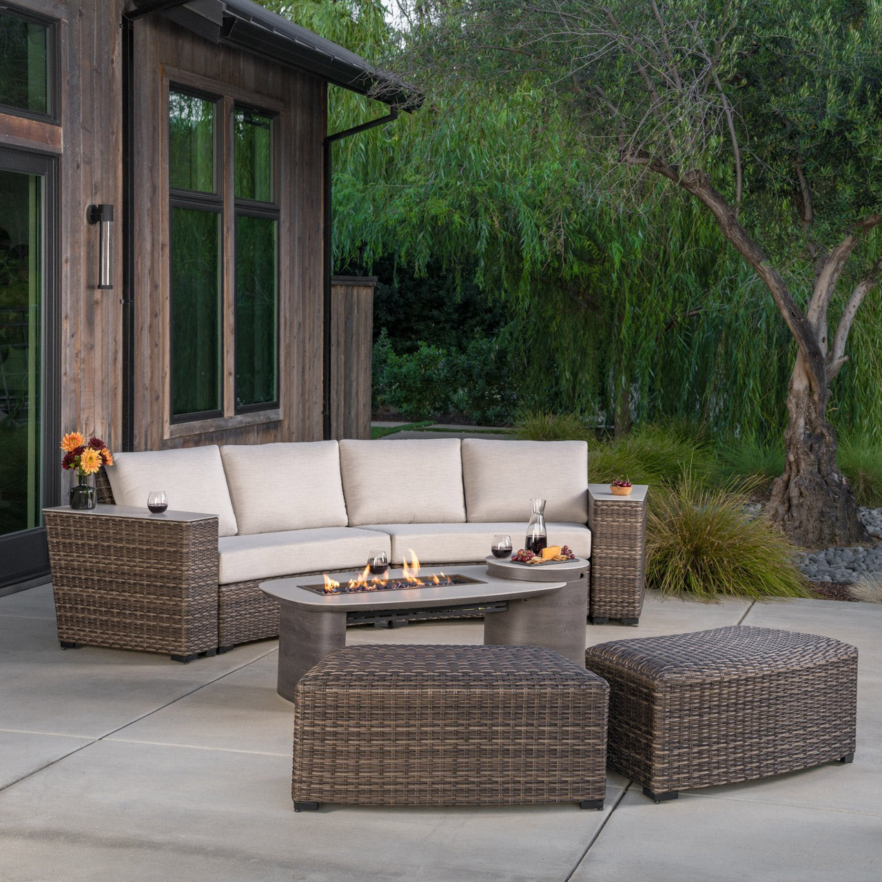 SunVilla Middleton 7-piece Fire Outdoor Patio Sectional Seating Set