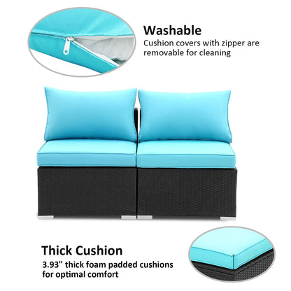 Ainfox 2 Pcs Outdoor Patio Furniture Sofa Set on Clearance,Blue