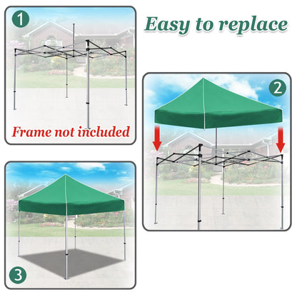SUNNY Ez pop Up Instant Canopy 10'X10' Replacement Top Gazebo EZ Canopy Cover Only Patio Pavilion Sunshade Polyester-Green