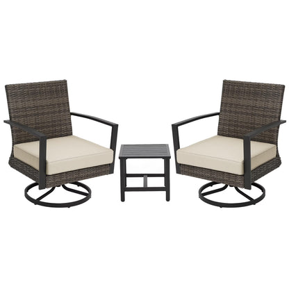 Sunvivi Patio Swivel Dining Chairs with 360-Degree Rotating, All Weather Rattan Chairs with Water-resistant Cushions & Metal Frame, Modern Outdoor Rocking Chair for Porch, Bistro, Balcony
