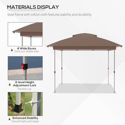 Outdoor Umbrellas Outsunny 12' x 12' Pop Up Canopy Tent with Netting and Carry Bag, Instant Sun Shelter with 137 sq.ft Shade, Tents for Parties, Height Adjustable, for Outdoor, Garden, Patio, Khaki,P
