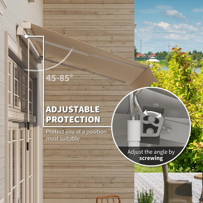 DUOSONG Outsunny 10' X 8' Retractable Awning, Patio Awnings, Sunshade Shelter W/Manual Crank Handle, Uv & Water-Resistant Fabric And Aluminum Frame For Deck, Balcony, Yard, Beige Beige Aluminum