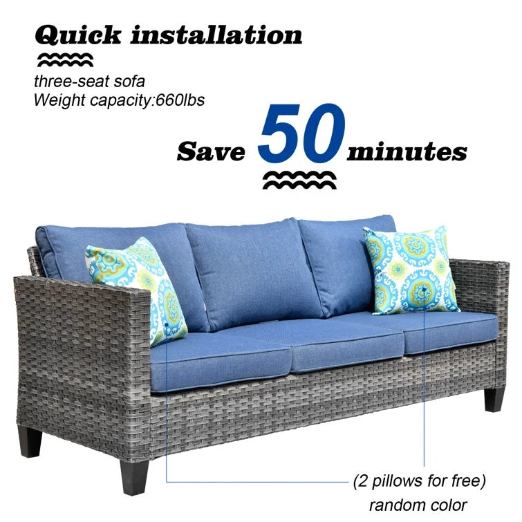 Ovios 10 Pieces Outdoor Patio Furniture with 360° Swivel Rocking Chairs All Weather Patio Sectional Sofa Set for Balcony