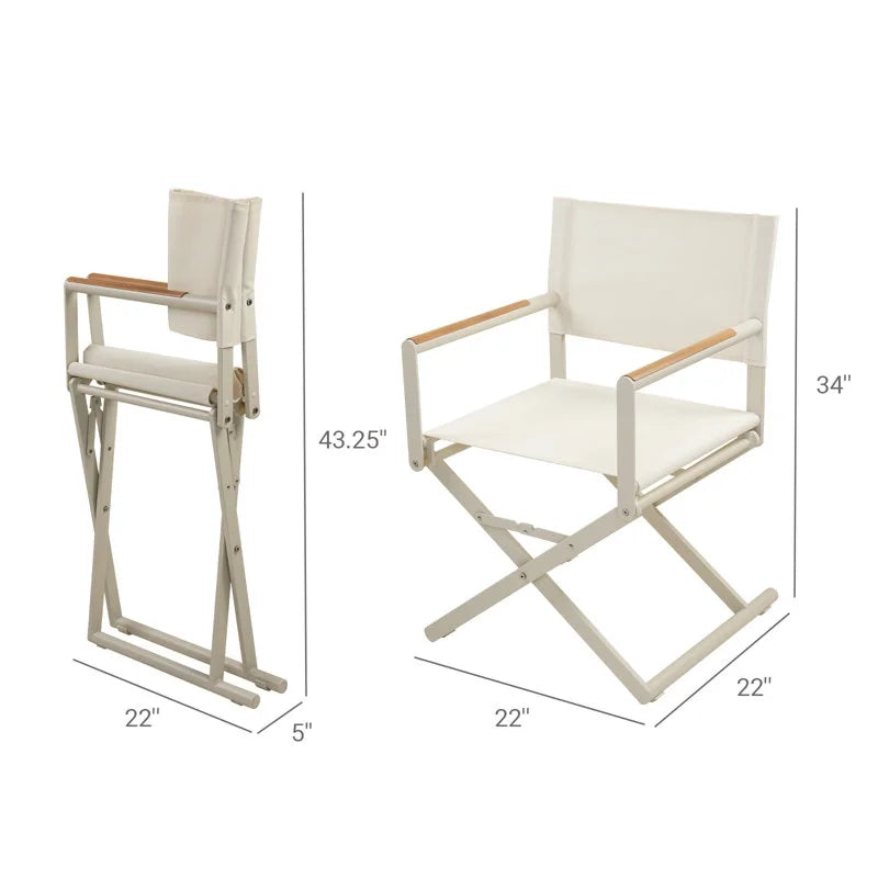 Grand Patio 22" Extra-Wide 2-Pack Directors Chairs, Foldable, Steel Frame, UV-Resistant Mesh, Wood Grain Armrests, Indoor/Outdoor, Dark Gray