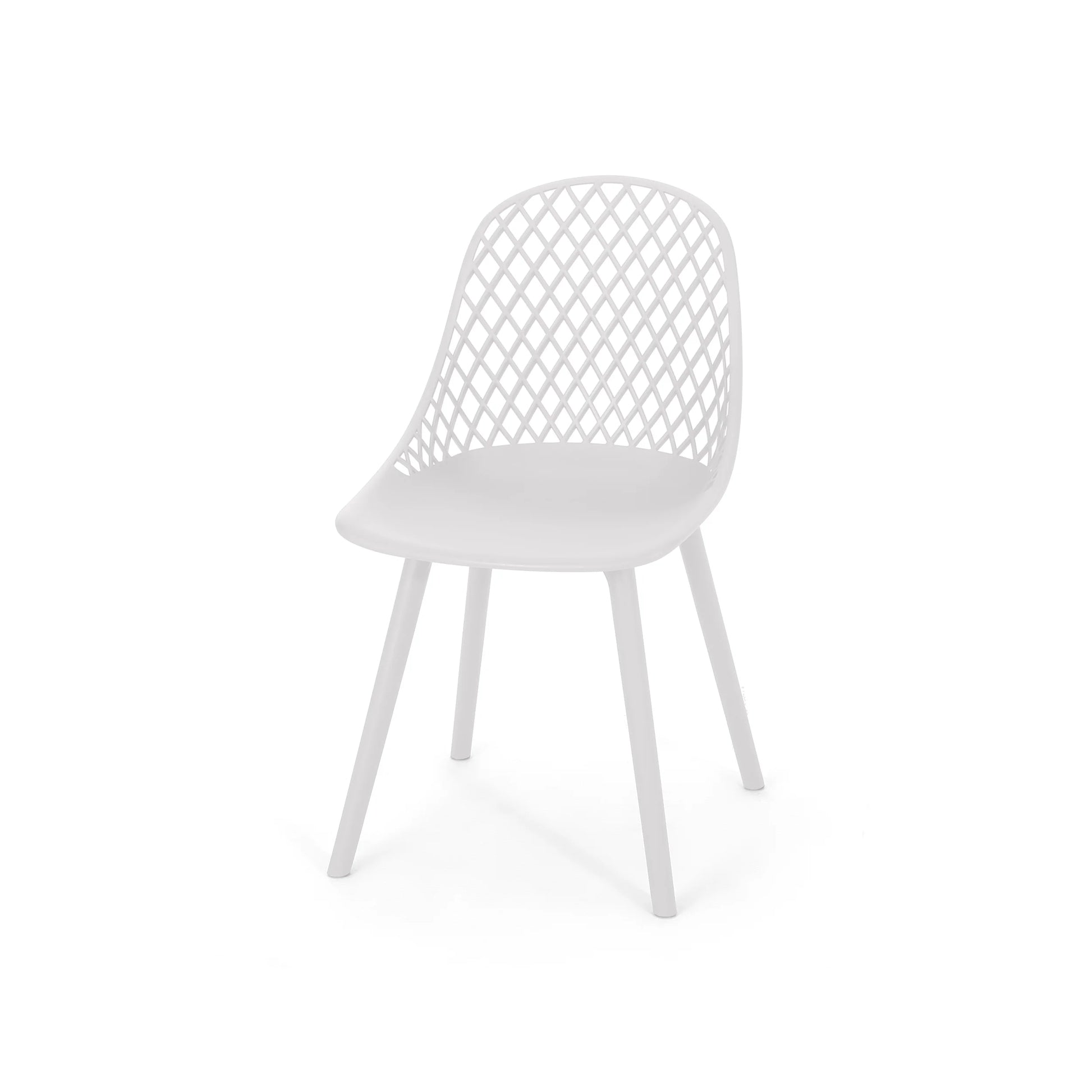Noble House Lily Plastic Patio Dining Side Chair in White (Set of 4)