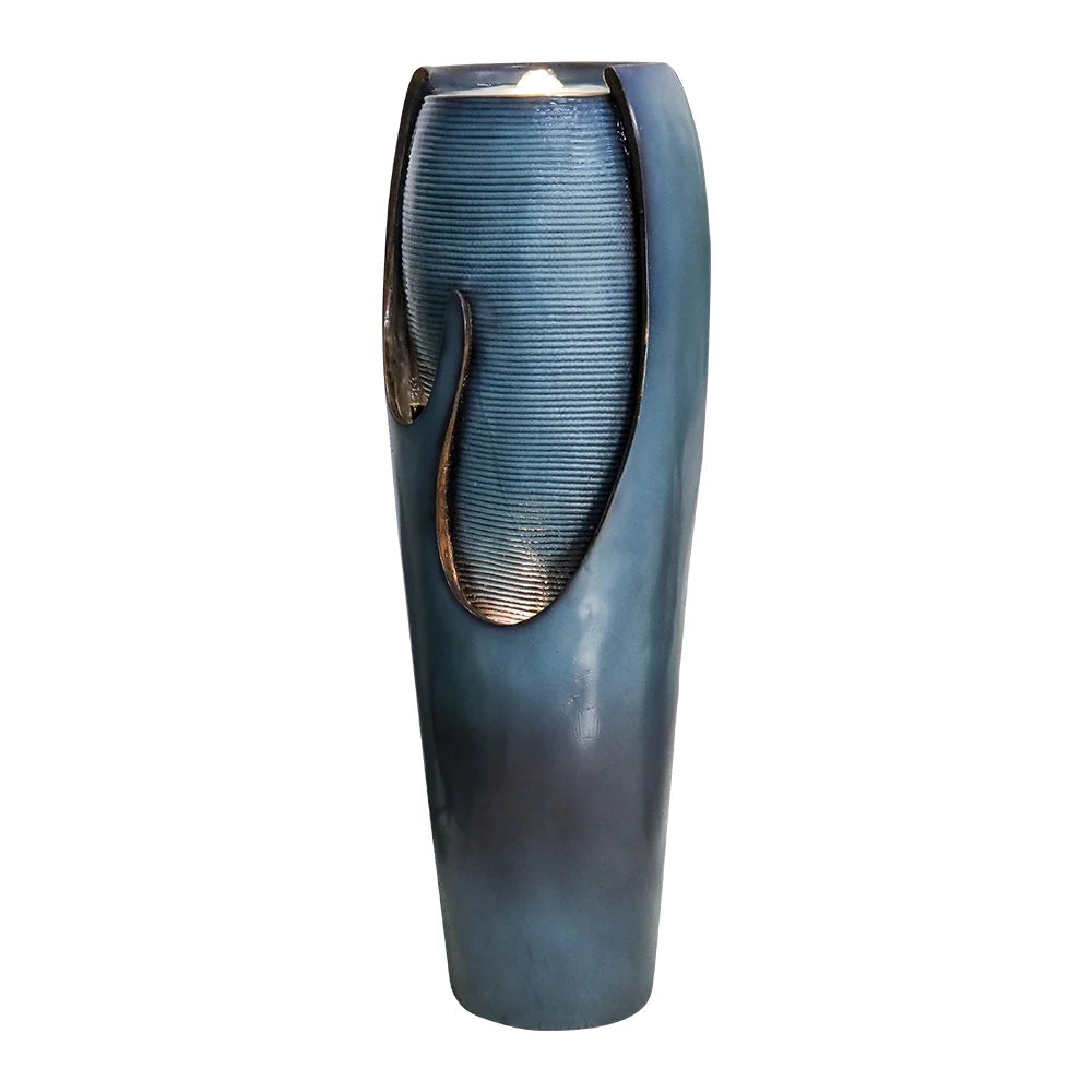 38.7-Inch H Outdoor Vase Water Fountain - Patio Garden Water Fountain with LED Light and Submersible Pump for Yard Art Decor