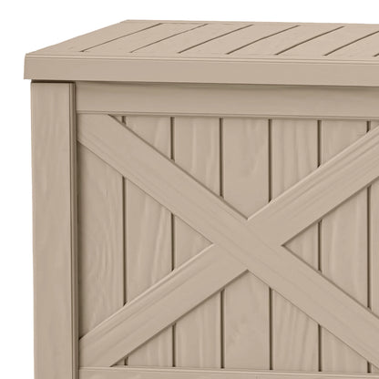 Uforic Outdoor 120 Gallon Large Resin Deck Box, Outdoor Storage Boxes with X-Shaped Front, for Patio Garden, Waterproof & Lockable, Light Brown