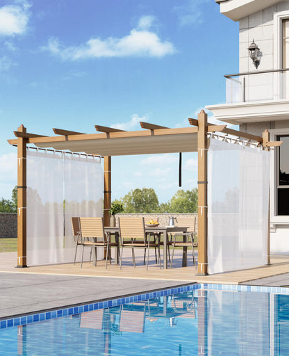 Outdoor Retractable Pergola with Sun Shade Canopy, 10' X 10'/10' X 13' Patio Metal Shelter for Garden Porch Beach Pavilion Grill Gazebo, Modern Yard Grape Trellis Pergola