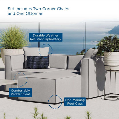Modway Saybrook Outdoor Patio Upholstered Loveseat and Ottoman Set in Gray