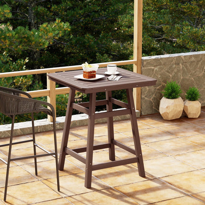 WestinTrends Outdoor 37" Counter Height HDPE Patio Square Bar Table, Dark Brown
