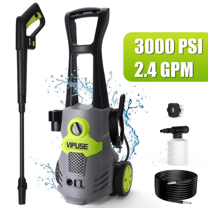 Vipuse Electric Pressure Washer, 4200 PSI Max.2.8GPM Power Washer with 23ft Hose/4 Nozzles/400ML Foam Cannon, Clean Tool for Cars/Fences/Patios/Floor