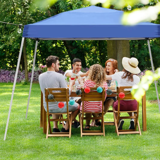 Canopy Tent, 10X10 FT Pop Up Canopy Outdoor Instant Tent Slant Legs with Carrying Bag, Portable Gazebo Shelter for Patio Deck Garden and Beach - 8X8 FT Canopy Cover (Blue)